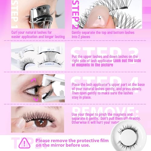 Magnetic Eyelashes with Applicator,Magnetic Eyelashes Natural Look,Magnetic Eyelashes,Krafty Magnetic Eyelashes（Natural+Devil）
