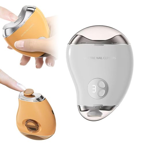 2 in 1 Electric Polishing Automatic Nail Clippers, 2024 New Electric Toe Nail Clippers for Adults Seniors, Automatic Finger Nail Clippers Nail Trimmer with 3 Adjustable Speeds (White)