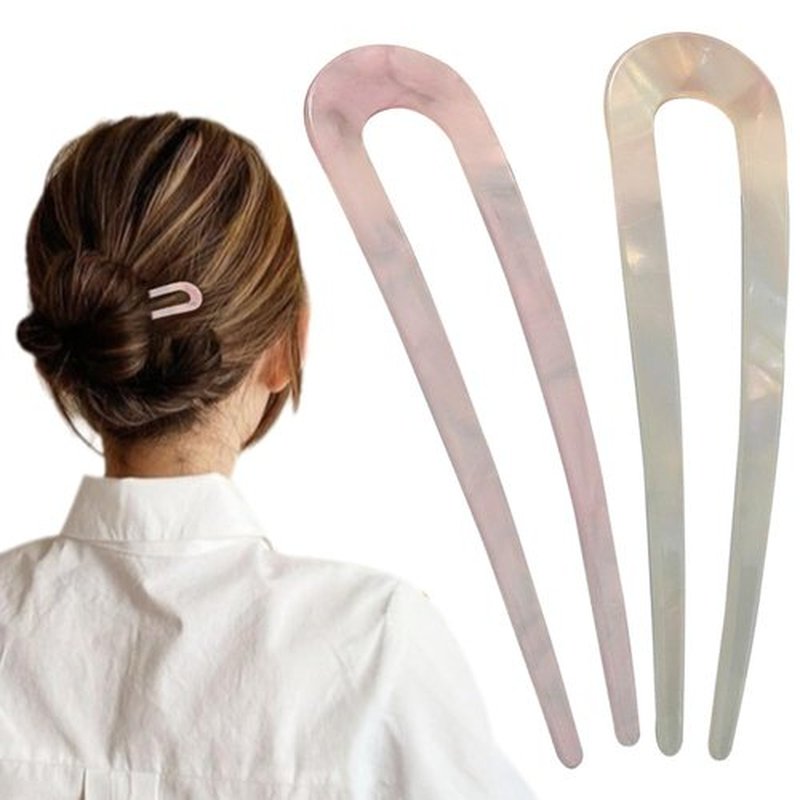 French Hair Pin, 2024 New U-Shaped Hair Pins for French Twist Hair, French Twist Hair Pins/Hair Fork for Thick Hair Buns Chignons, French Pins Hair Clips Hair Style Accessories for Women (B)