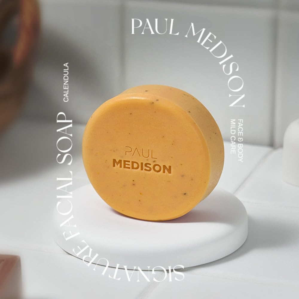 SUDIVA PAUL MEDISON, Calendula Facial Soap Bar 2.64 oz, Pack of 5 Mild Exfoliating & Soothing Daily Cleanser, Soft Fine Foam for Face & Body