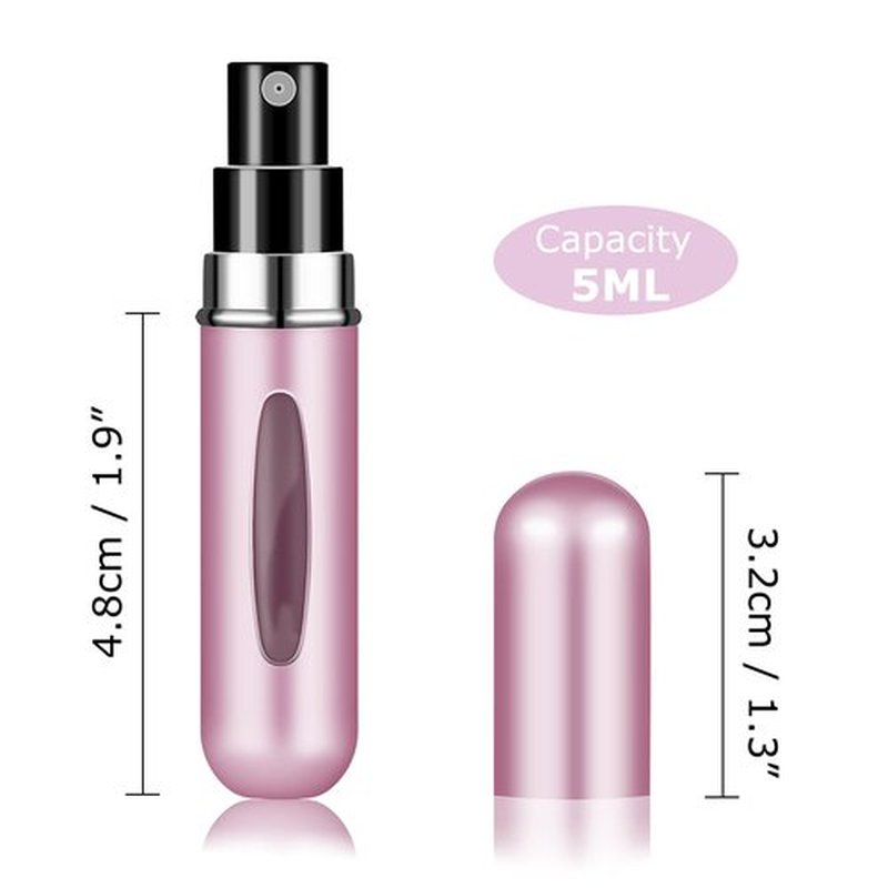Fivexing 2Pcs Refillable Perfume Atomizer Bottles，Portable Mini Separate Perfume Bottle，Travel and Outings Spray Boxes Dispensers 5ml/0.2oz(Matte Pink)
