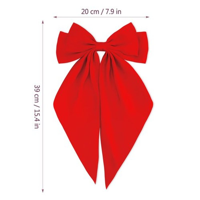 Atoden Hair Bows Silky Satin Bows for Hair Ribbons 4Pcs Coquette Oversized Long Tail Hair Bow Clips Barrettes Big Bowknot Hair Accessories for Women Girl Trendy Stuff Gifts (Red Green Hot Pink Black)