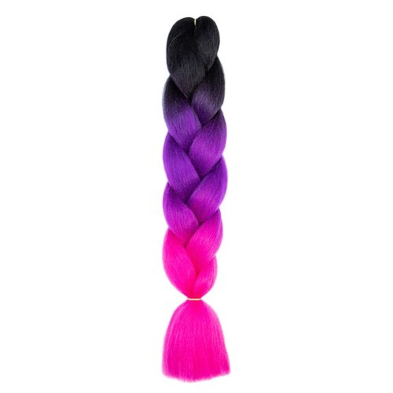 TENGSHUO FLY Black to Purple to Rose Red Braiding Hair 1 Packs Synthetic Braid Hair Extensions Ombre Braiding Hair 24" or Box Braids Twist Crochet Braids(24"1Pack,Black to Purple to Rose Red-C11)