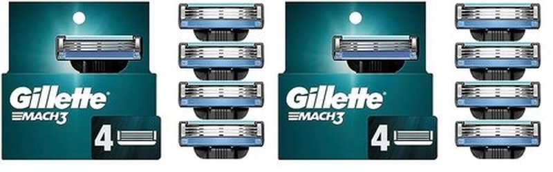 Gillette Mach3 Razor Refills for Men, 4 Razor Blade Refills (Pack of 2)