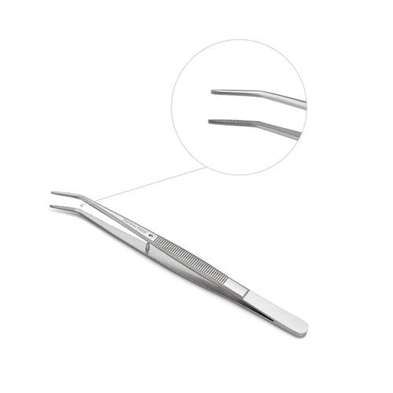Stainless Steel Tweezers, with Curved Serrated Tip Multipurpose Tweezers Sewing Machine Tweezers Forceps for Craft Repairing (5PCS)