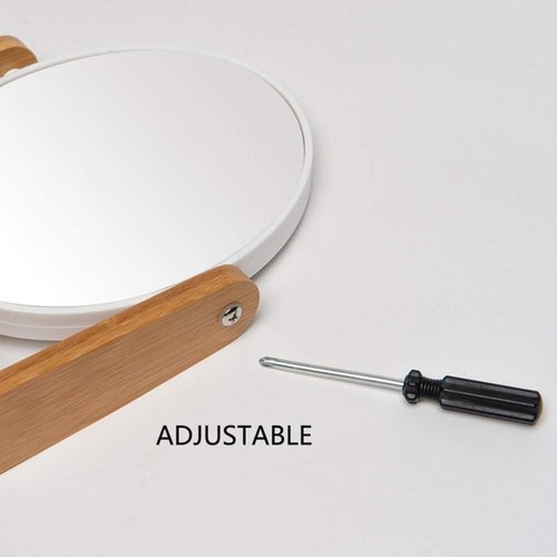 YEAKE Vanity Makeup Mirror with Natural Bamboo Stand,8 Inch 1X/3X Magnification Double Sided 360 Degree Swivel Magnifying Mirror,Portable Table Desk Countertop Mirror Bathroom Shaving Make Up Mirror