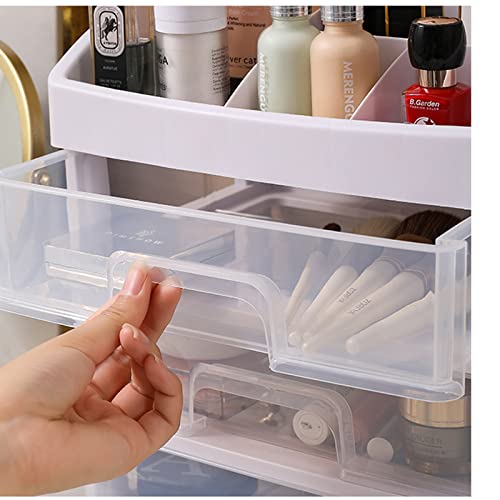 POFUOT skin care organizer,Makeup Desk Organizer With Drawers,Countertop Organizer for Cosmetics,Vanity brush with Holder for Lipstick, Brushes, Eyeshadow, and Desktop Finishing Dresser