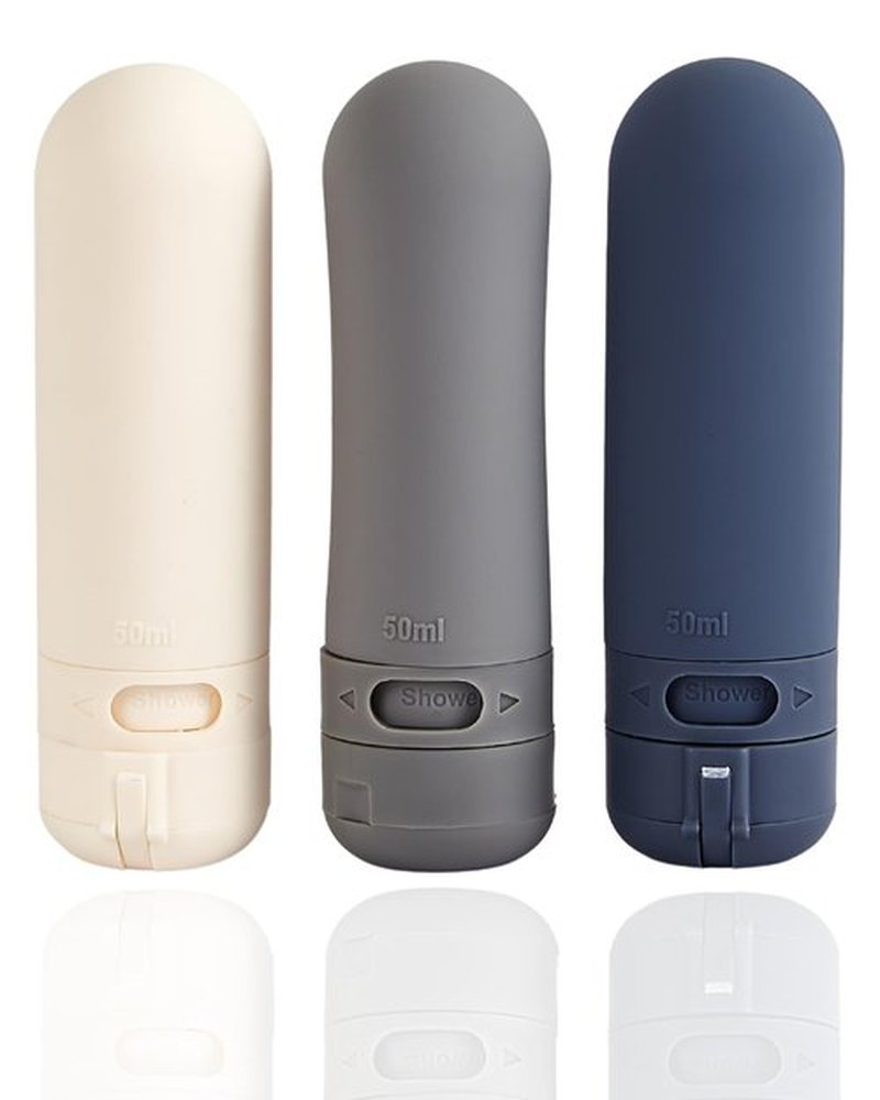 UULANFA Silicone Travel Bottle Set Refillable Travel Accessories Leak Proof Travel Tubes Portable Cosmetic Shampoo Lotion Containers 3 Pieces of Silicone Bottles (WhiteGrayBlue)