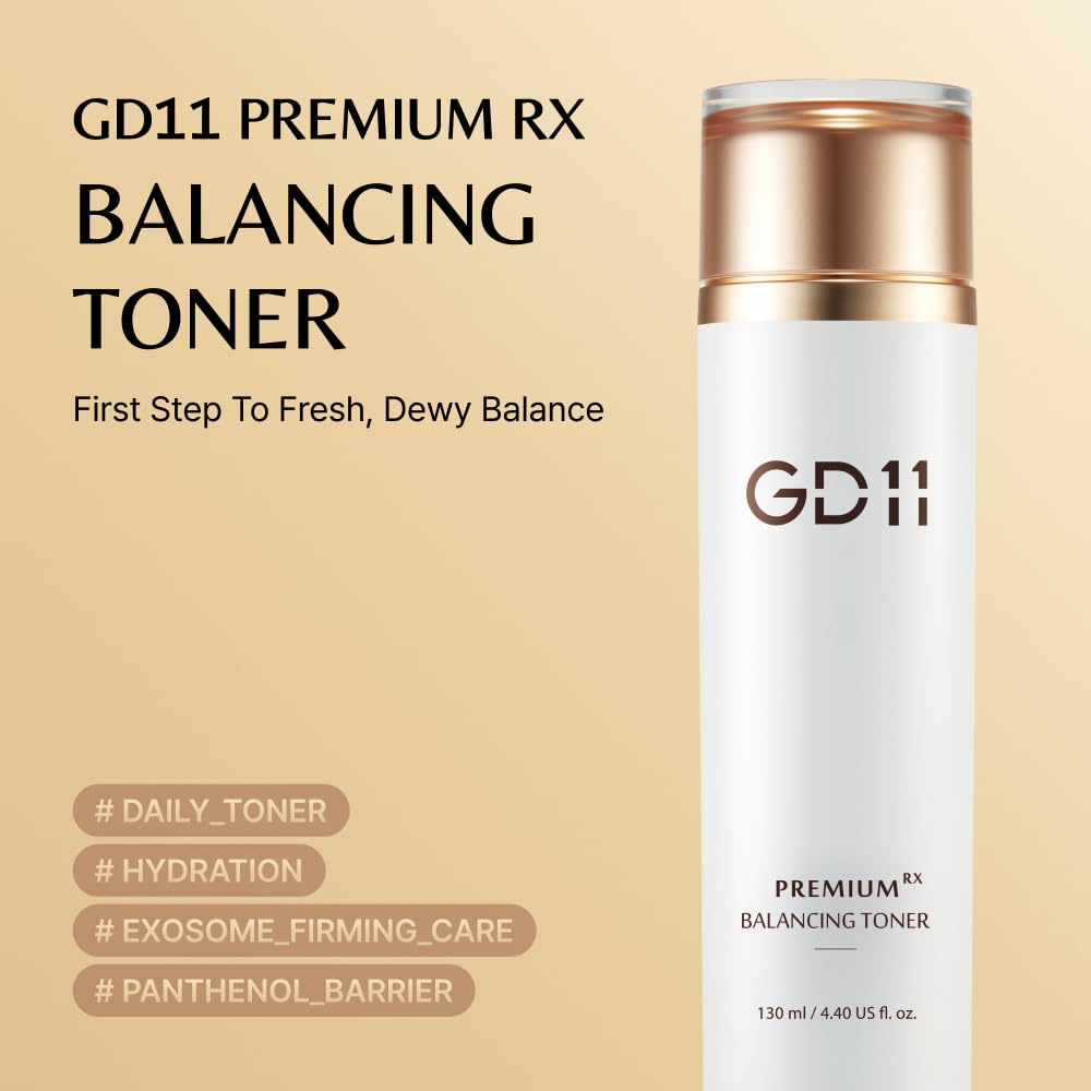 GD11 Premium RX Balancing Toner, Exosome-enriched Liposomal Complex with Hyaluronic Acid & Panthenol for Skin Moisture Support, Hydrating Toner for Glow, Korean Skin Care (4.40 Fl Oz / 130ml)