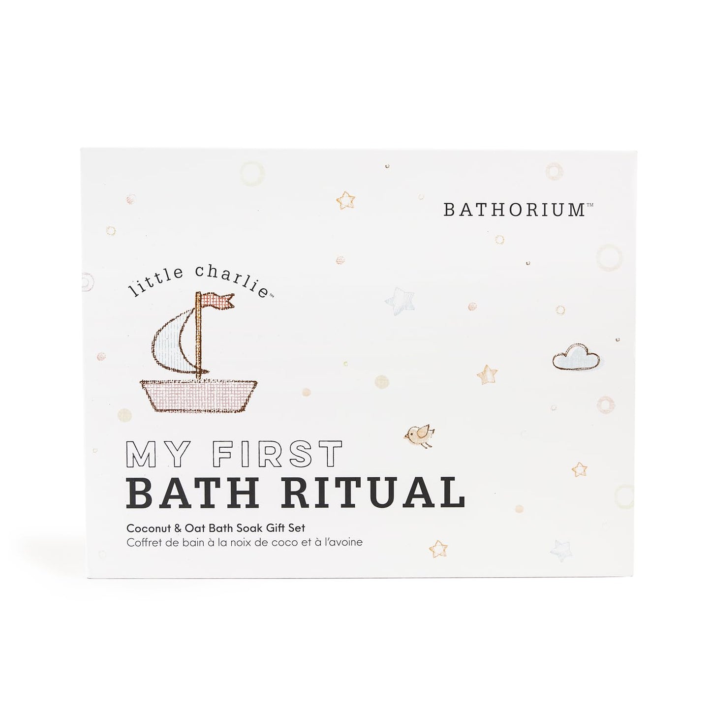 Bathorium Little Charlie My First Bath Ritual Gift Set, Bath Kit with Oat, Coconut & Organic Oils, Soothing Soak, Bubble Bath, Konjac Sponge & Scoop, Gentle, Fragrance-Free Skincare for Babies