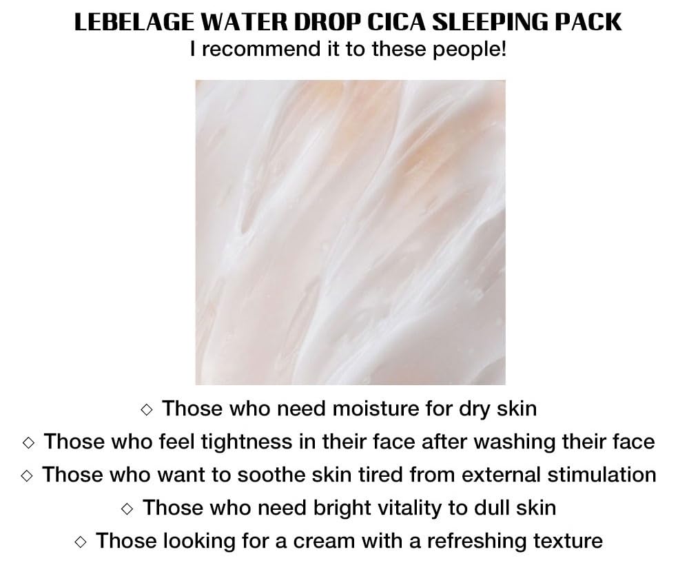 LEBELAGE Korean Face Cream for Women | Overnight Hydrating Facial Moisturizer for Sensitive Dry Skin | Moisture Barrier Cream, Firming Wrinkle Care, Glass Skin | 3.38 fl oz (Cica)
