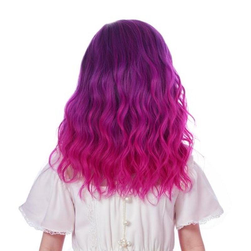 Ufindcos Ombre Purple Wig for Kids Child Short Curly Wavy Wig for Girls Side Part Purple to Copper Red Bob Wig Purple to Pink Synthetic Hair Wig with Wig Cap