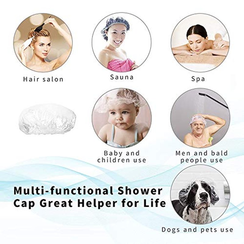 30pcs Disposable Shower Caps - Multi-Purpose Thickening Elastic Bath Cap Plastic Waterproof Clear Shower Cap Bath Shower Caps Women Spa,Men Hair Caps,Home Use,Hotel and Hair Salon, Travel.(Size 52CM)