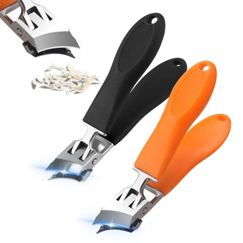 Wide Jaw Opening Anti-Splash Slanted Nail Clipper, 2025 New Fingernail and Toenail Clipper Cutters, Wide Jaw Opening Slanted Curved Nail Clippers for Seniors Men Women (Black Orange)