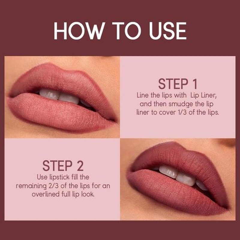 USHAS Lipstick and Lip Liner Combo Set 2 in 1 Waterproof Lipstick for Women Lip liner Set Long Lasting Lipstick, Matte Lipstick Pen with Lip Liner Set Makeup Kits (G4, Pack of 1)