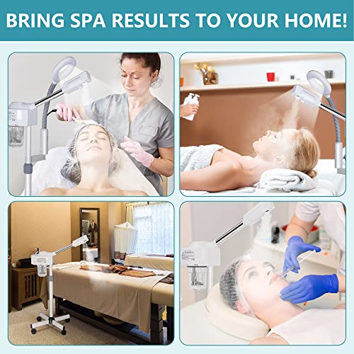 Nova Microdermabrasion 2 in 1 Facial Steamer Pro Ionic Ozone Facial Steamer on Wheels with 5X Magnifying Lamp Hot Mist Function for Salon Spa Home Beauty Equipment