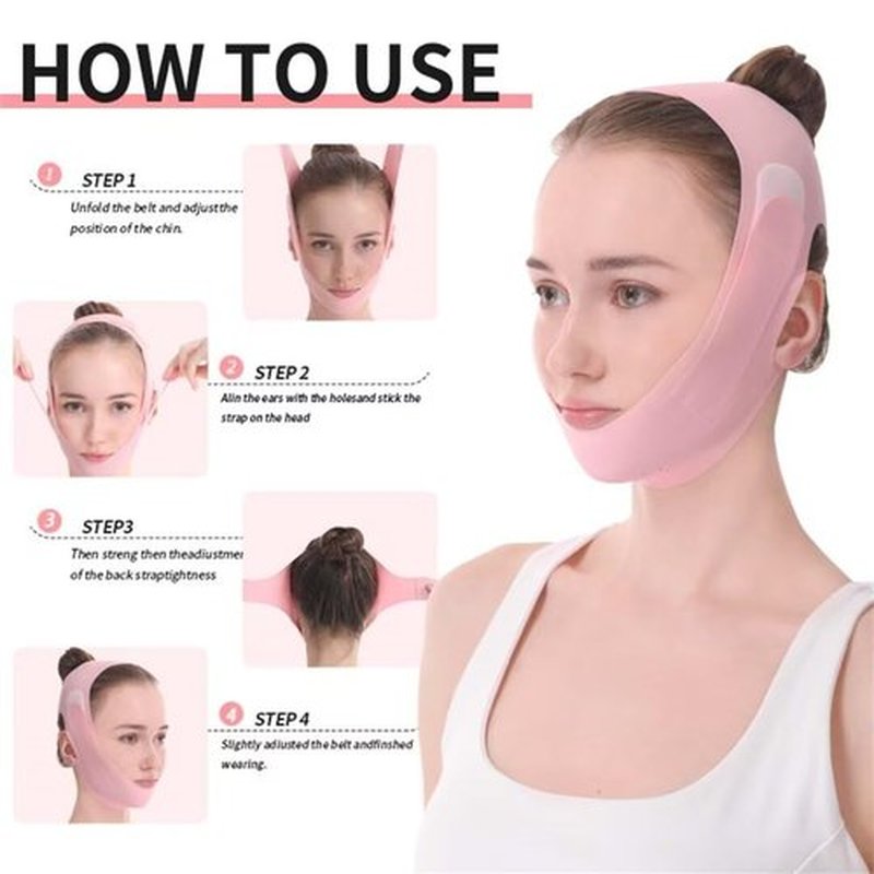 Habodd Chin Strap for Sleeping Face Lift Reusable V Line Mask Chin Strap for Double Chin Facial Shaping Belt Jawline Shaper Face Tightener Jaw Exerciser Face Lifting Anti Sagging Pink