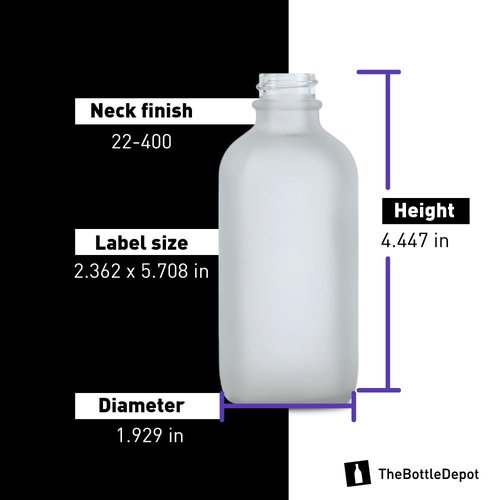 The Bottle Depot - 2 Pack - 4 oz Glass Bottle with Dropper - Clear Frosted - 22-400 Neck Finish - Boston Round Bottles - Leakproof Essential Oils Bottles