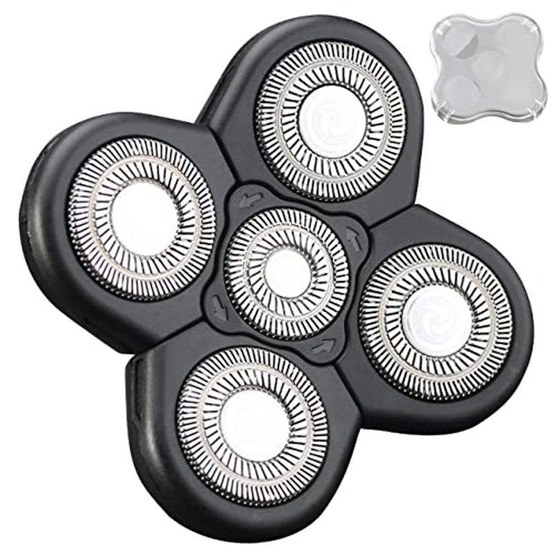 HONTEC 5 Blades Head Shaver Replacement Heads Electric Shaver Head Shaver Universal Replacement Blade Electric Razor Shaver Head (5D Black)