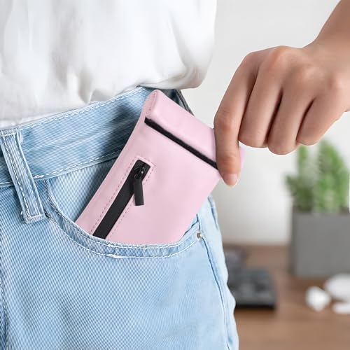 Gosstek Pocket Size Smell Proof Storage Bag with 3 Small Accessories, PU Leather Smell Proof Storage Case and Great Gift for Women, Portable Pocket Pouch for Home and Travel (Beige Set)