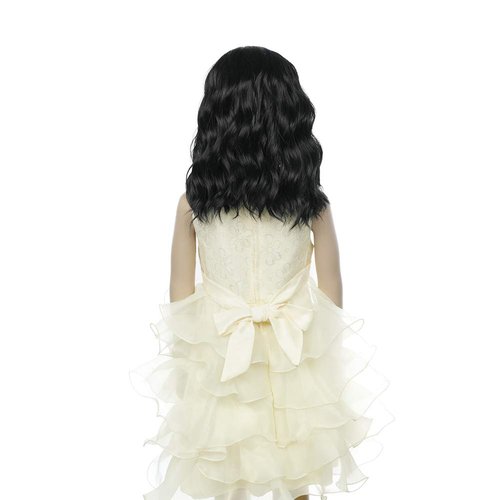 PATTNIUM Kids Child Black Wig Short Wavy Wig Black Wig for Girls Black Bob Wig Synthetic Hair Cosplay Halloween Party Costume Daily Wear Wig (Black)