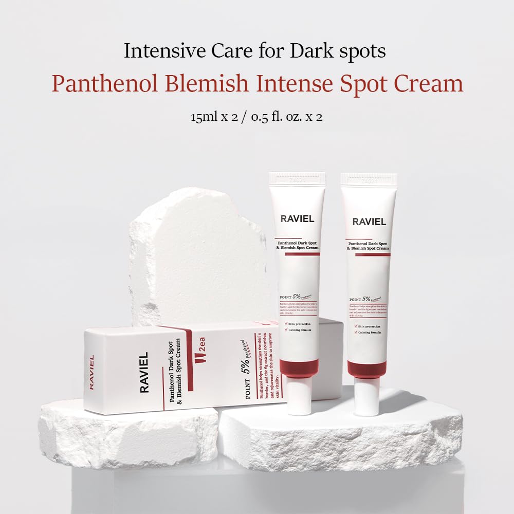RAVIEL Panthenol Dark Spot & Pigment Care Cream – Brightening Spot Corrector with Niacinamide for Blemishes, Uneven Tone & Skin Clarity, 15ml x 2, Korean Skincare (0.5 fl oz, Pack of 2)