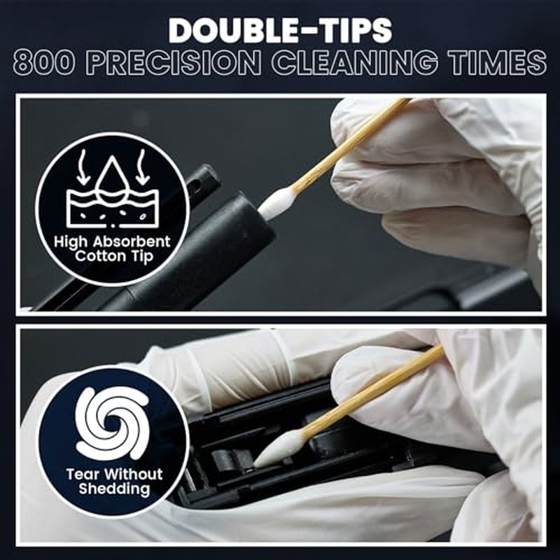 200PCS Gun Cleaning Swabs, Double Ended Pistol Cleaning Swabs, 6" Pointed Gun Cleaning Supplies Swabs - Lint Free, Highly Absorbent Gun Swabs for Precision Gun Cleaning, Applying