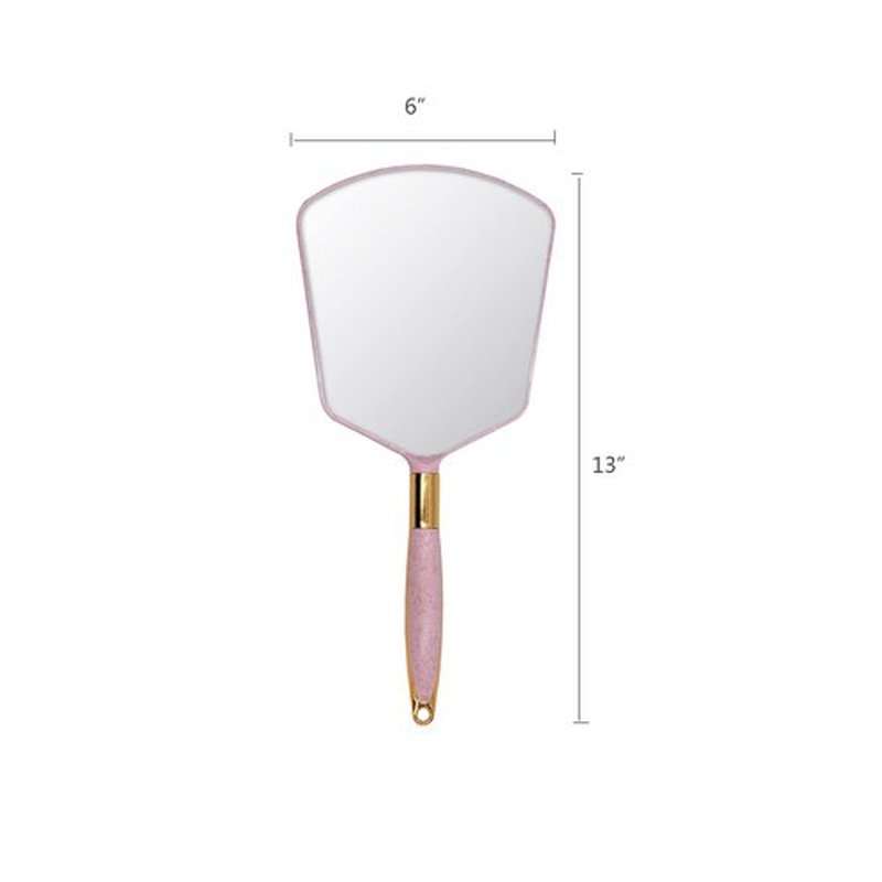 Eaoundm Hand Held Mirror with Handle, Makeup Hand Mirror with Hook Hole for Bathroom and Bedroom, Barbers Haircut Mirror for Home and Salon (6 W X13 L inchs, Pink)