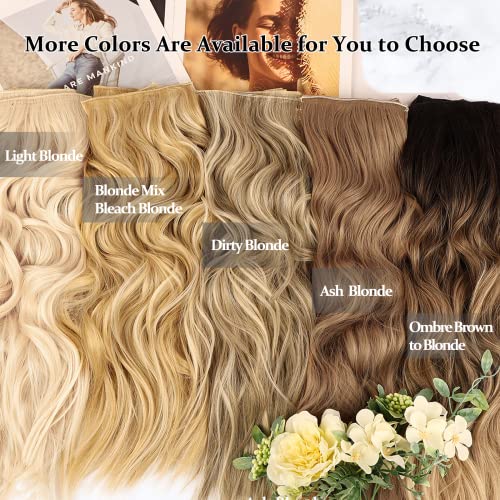 NAYOO Clip in Hair Extensions for Women 20 Inch Long Wavy Curly Ombre Brown to Blonde Hair Extension Full Head Synthetic Hair Extension Hairpieces(6PCS,Ombre Brown to Blonde)