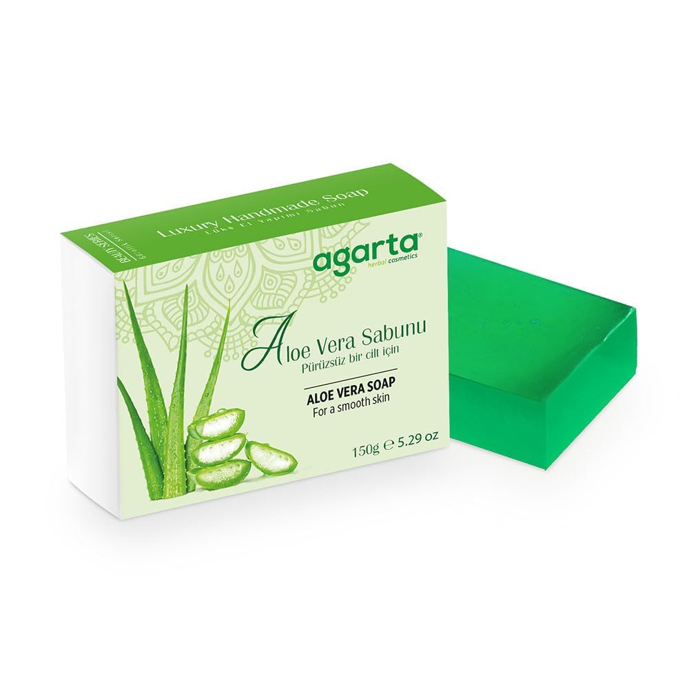 Agarta Handmade Aloe Vera Soap Bar – Natural Botanical Cleansing Soap for Skin & Hair Care, Vegan Clean Formula – 5.29 oz
