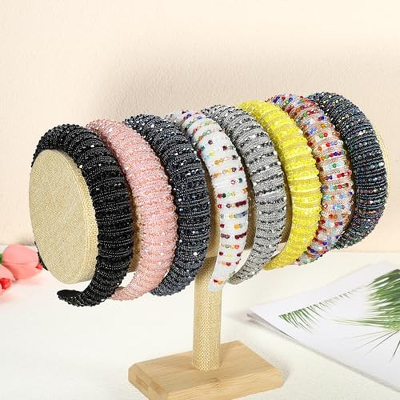 VOCOSTE Crystal Headband, Rhinestone Hairband for Women, Black, 1.2 Inch Wide