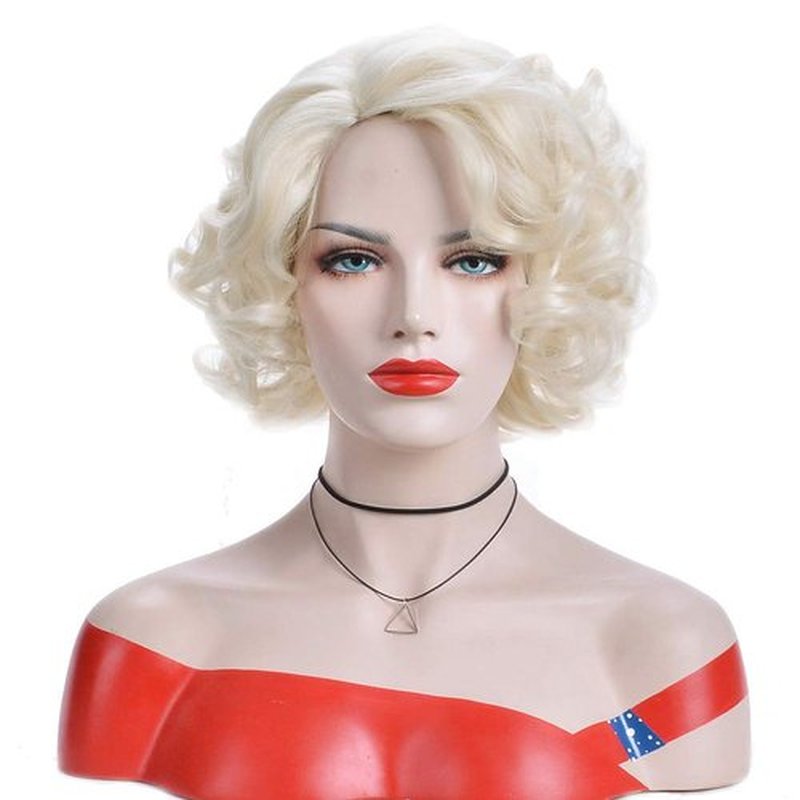 BERON Blonde Wig Women 1920s Blonde Wig Short Curly Blonde Wig Wavy Platinum Wig for Women Cosplay Costume Party Come with Wig Cap (Platinum Blonde)