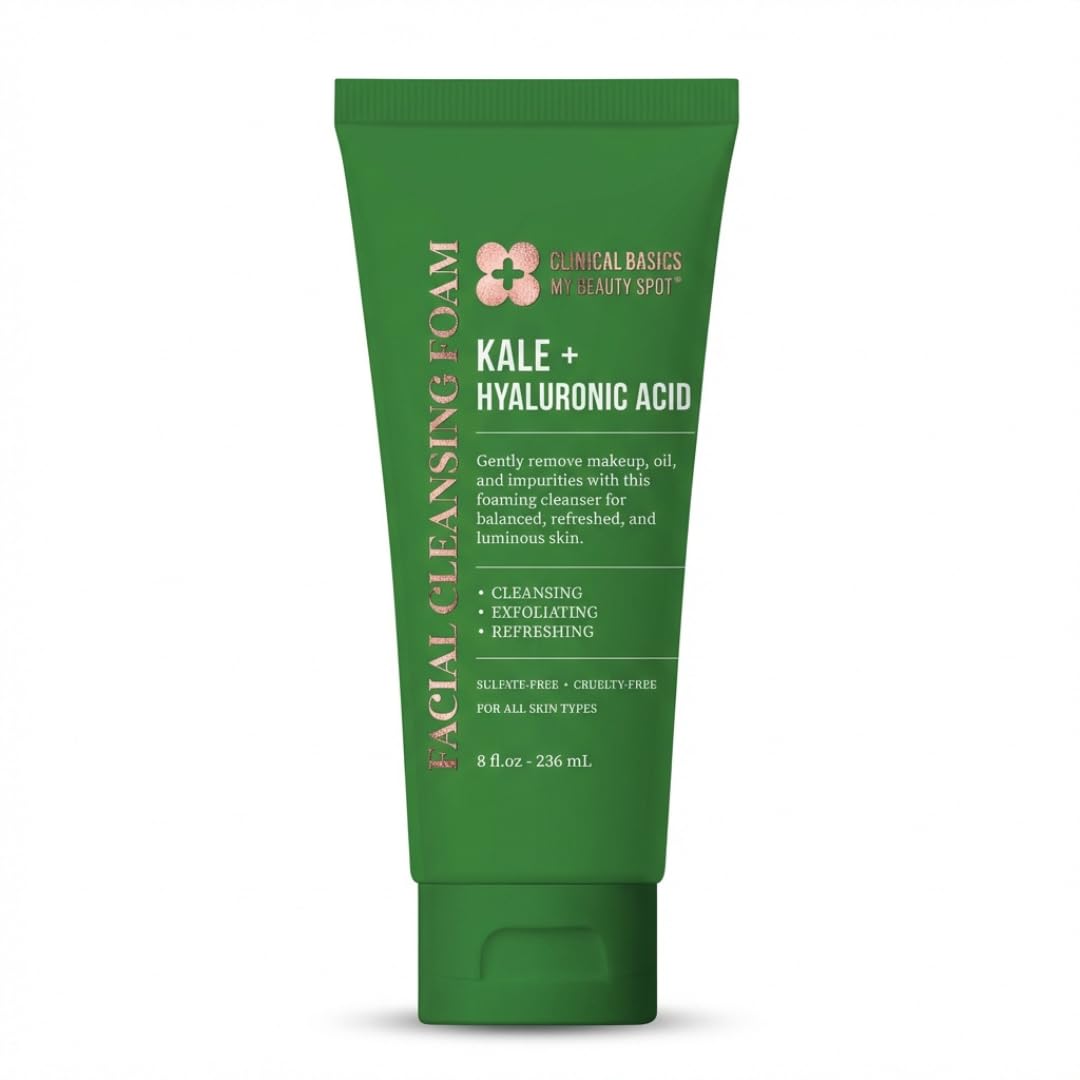 My Beauty Spot Kale + Hyaluronic Acid Facial Cleansing Foam, Gentle Face Wash for Hydrating & Refreshing Skin, 8 oz