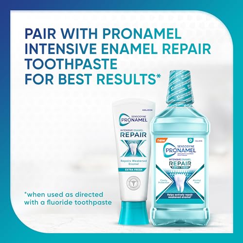 Sensodyne Pronamel Intensive Enamel Repair Alcohol-Free Mouthwash to Help Actively Repair Enamel and Protect Against Cavities, Extra Fresh, 3 x 16.9 fl oz