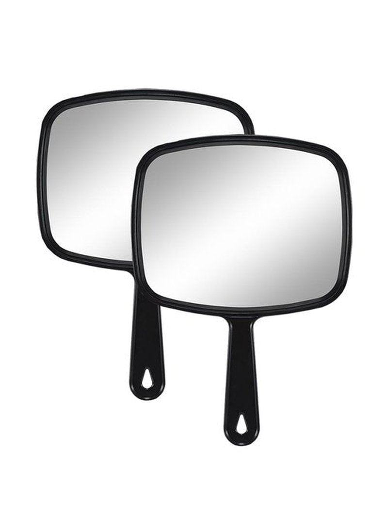 Gladmart Hand Mirror Salon Barber Hairdressing Handheld Mirror with Handle(Square,Black,7.4 x 10.3 inches,Pack of 2), Black&black