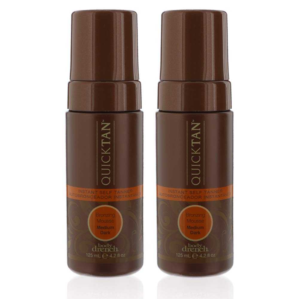 Body Drench Quick Tan Instant Self-Tanner - Bronzing Mousse, Self Tanning Foam for Natural and Quick Sun-Kissed Tan Skin, Medium Dark, 4.2 Oz, 2-Pack