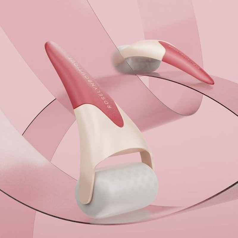 ROSELYNBOUTIQUE Ice Roller for Face Wrinkles Fine Lines Puffiness Stick Massager Facial Skin Care Tools Self Care Gifts for Men Women (Red Beige)