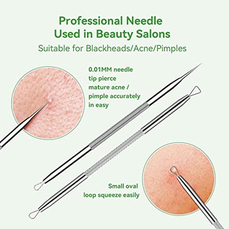 Pimple Popper Tool Kit,Blackhead Remover Tool 5 Pcs Blackhead Extractor Tool for Face Comedone Zit Acne Whitehead Blemish, Stainless Steel Extraction Tools Set