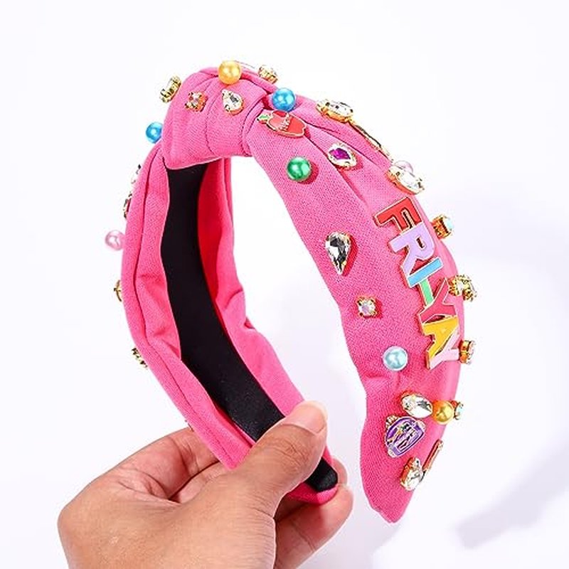 JERTOCLE Teacher Headband Accessories Beaded Crystal FRIYAY Knotted Headband Jeweled Wide Back to School Headband Hair Accessories Gifts for Teacher Appreciation