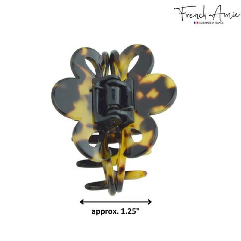 French Amie Flower Small 2 1/4" Handmade Cellulose Acetate Covered Spring Claw No Slip Grip Hair Clips Claw Girls Hair Claw Clips Jaw Fashion Durable Styling Paris Hair Accessories for Women, Made in