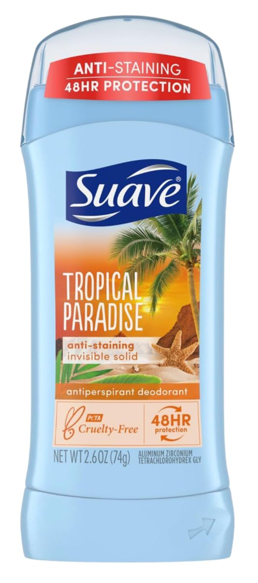 Suave Deodorant 2.6 Ounce 24Hr Tropic Paradise Invis. Solid (76ml) (6 Pack)
