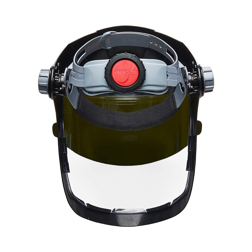 Jackson Safety QUAD 500 Series Face Shield - Clear Anti-Fog Window with Chin & Side Guard Protection - ANSI Z87.1 + High Impact & OSHA Compliant - (Available in Multiple Styles & Headgear Options)