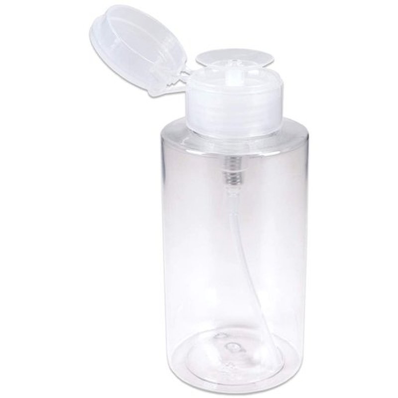 10oz Clear Push Down Pump Dispenser Empty Refillerble Bottle with Flip Top Cap - for Nail Polish, Travel, Cosmetics Packaging