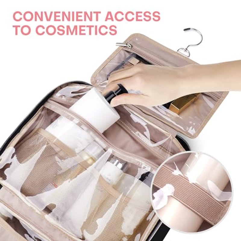 BALULHG Travel Toiletry Bag for Women with Hanging Hook Traveling Essentials Organizer Water-Resistant Hanging Makeup and Toiletry Bag for Cosmetic Toiletries Make-Up,039-Small-Black
