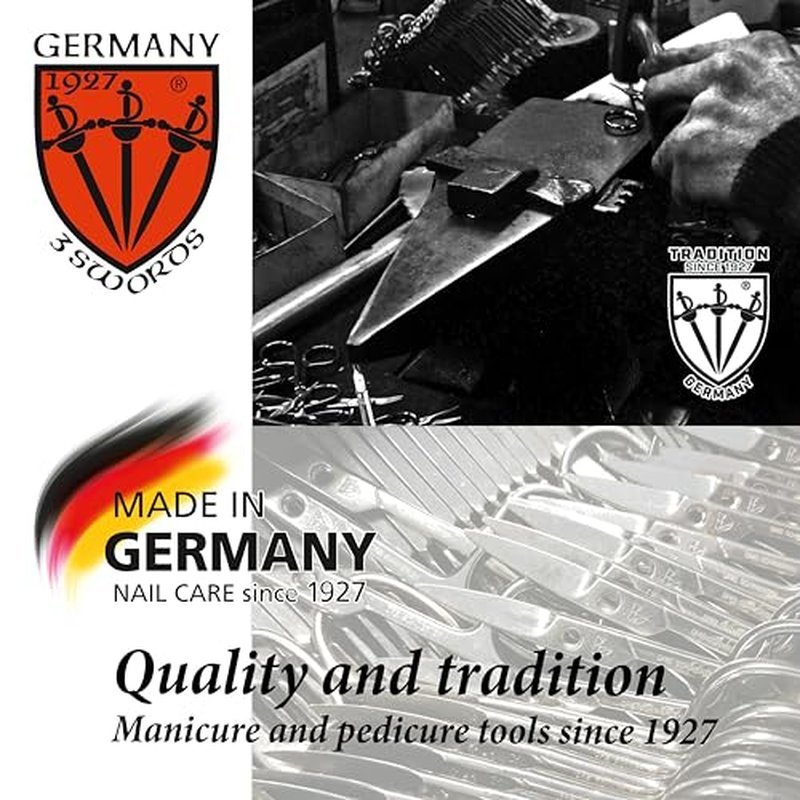 3 Swords Germany - brand quality 6 piece manicure pedicure grooming kit set for professional nail care with genuine leather case - Made in Germany