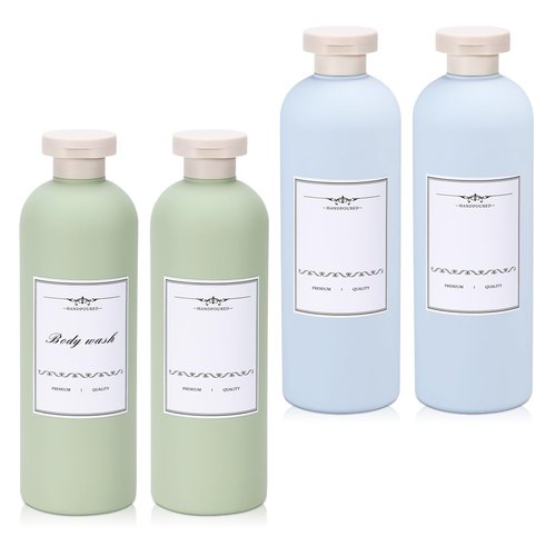 UMETASS Travel Shampoo Bottle, Empty Plastic Squeeze Bottles 13.5oz with Flip Cap, Lotion Container for Toiletries