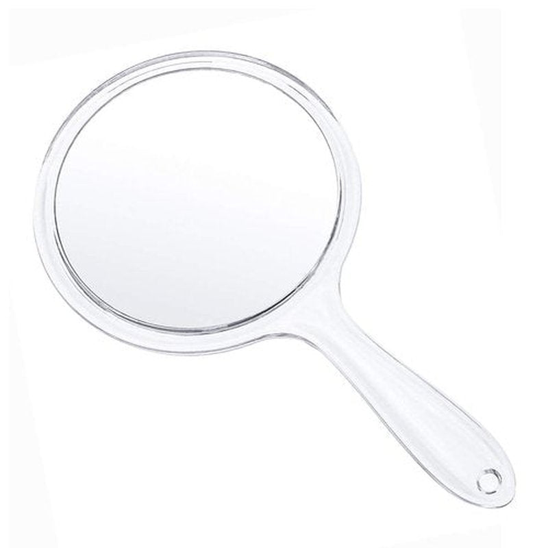 TOPYHL Makeup Hand Mirror, Double-Sided 3X 1x Magnifying Large Travel Handheld Mirror Cosmetic Mirror Acrylic Clear Finish Round Mirror (Clear)