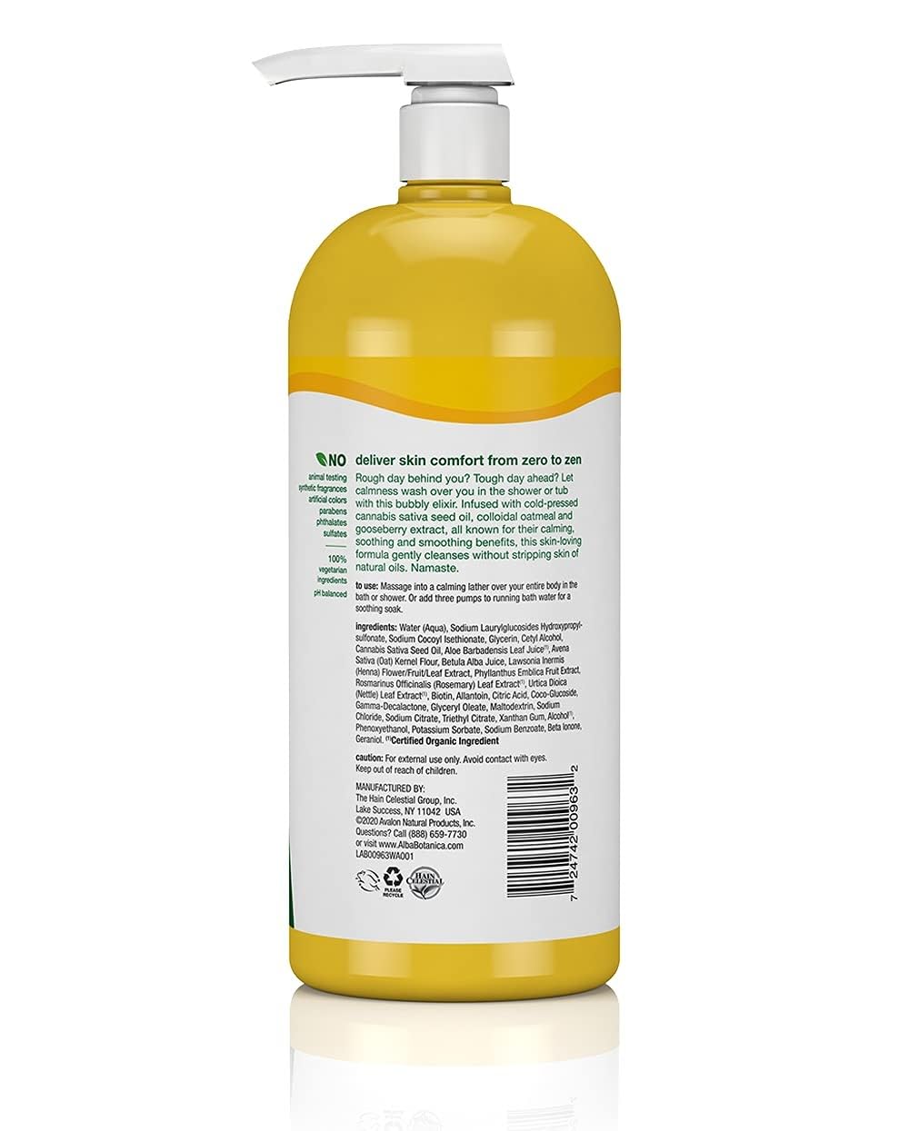 Hempquility Bath Soak & Body Wash with Cannabis Sativa Seed Oil - 32 Oz