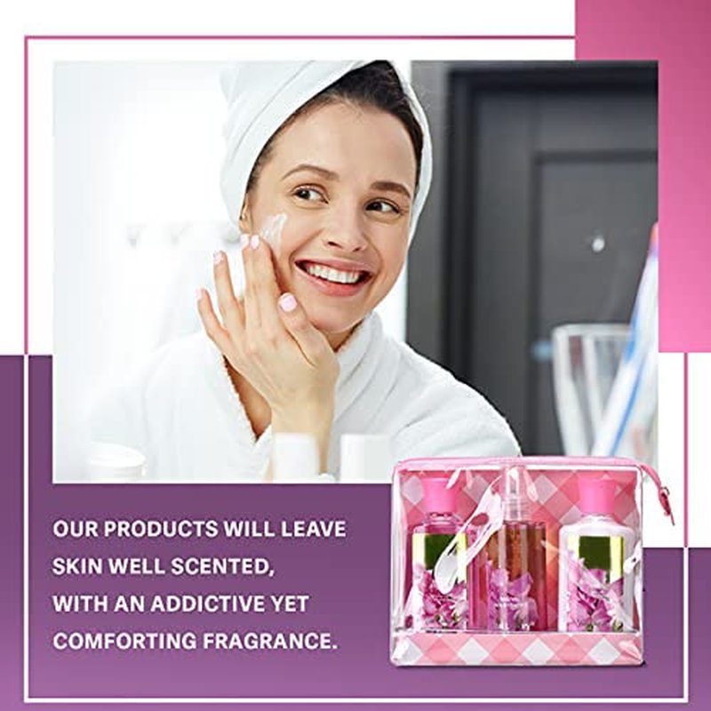 Vital Luxury Bath & Body Care Travel Set Pea Flower Scent Home Spa Set with Body Lotion, Shower Gel and Fragrance Mist, Birthday Mother's Valentine's Day Gifts for Her and Him