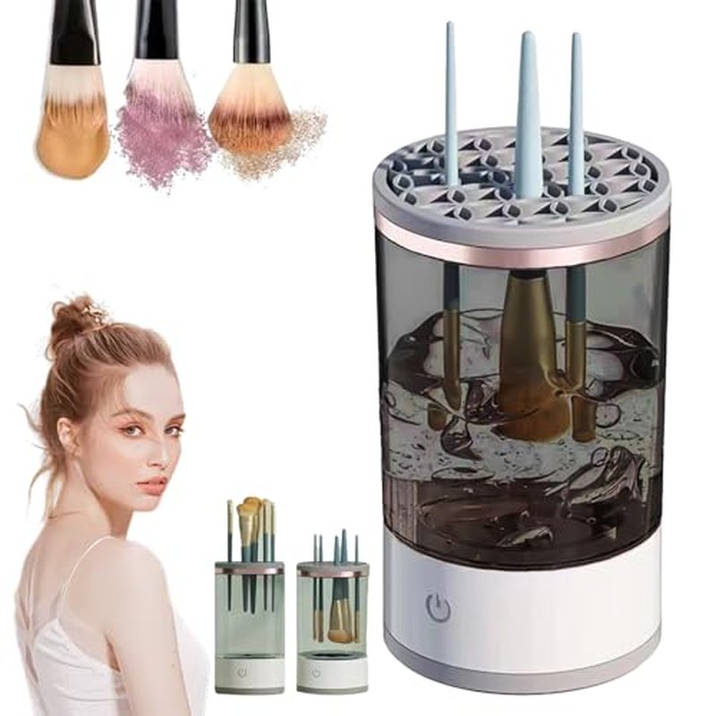 The Cozy Luna Brush Cleaner for All Makeup Brush, 9000 RPM Beauty Swirl Cosmetic Brush Cleaner, Automatic Electric Makeup Brush Cleaner, IP65 Waterproof, Your Makeup Brush Game Changer (Black*1PCS)